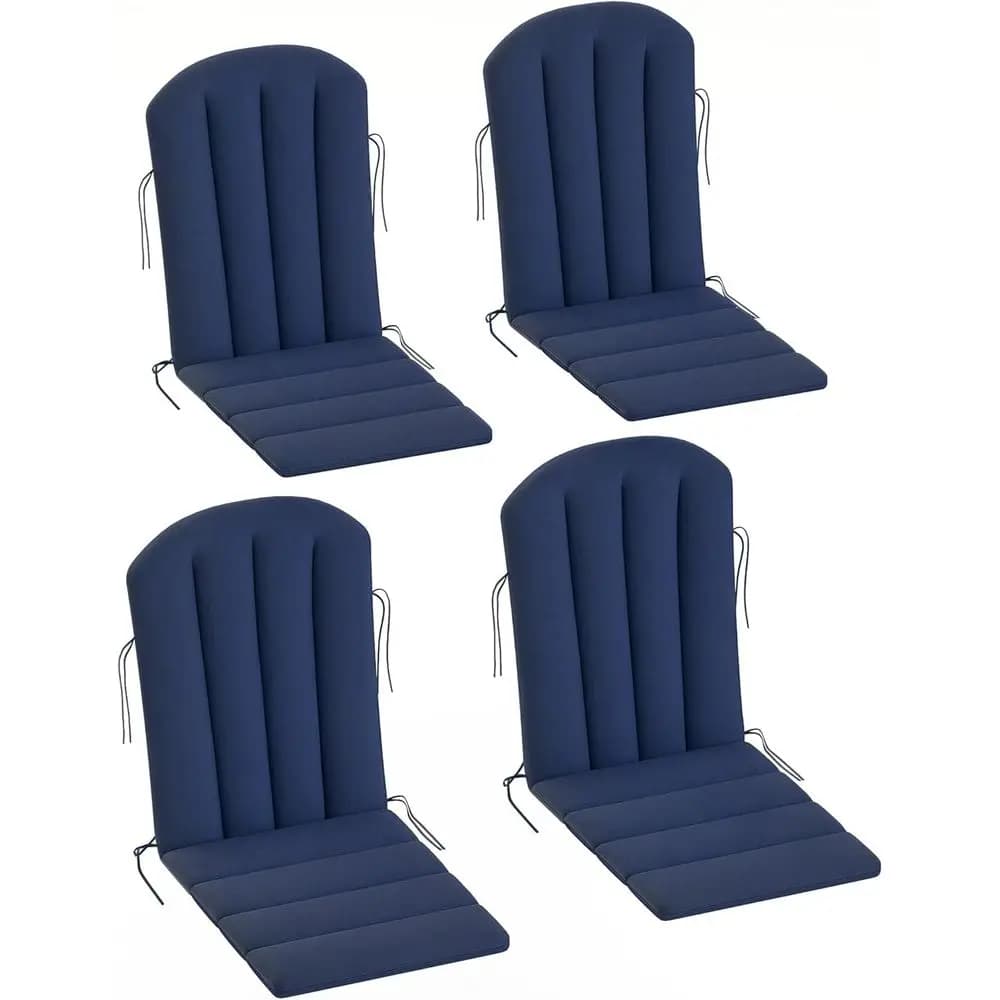 Set of 4 cushions for outdoor chairs, in high density foam, high backrest, weatherproof, 49x20x2, navy blue