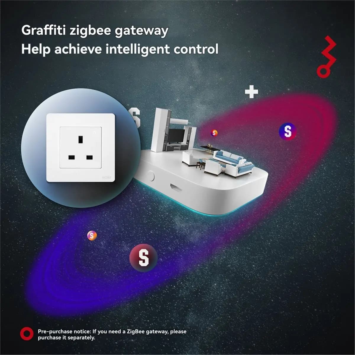 Presa Intelligente BOFF Tuya ZigBee UK da Incasso a Muro con Monitoraggio Energetico, Controllo Remoto tramite App e Controllo Vocale, Spina UK