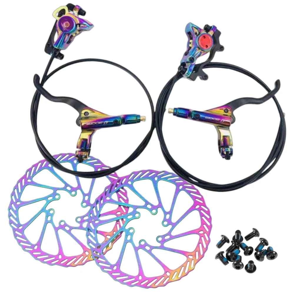 Accessori per Biciclette Rainbow, Freni Idraulici MTB, Sistema Freni a Disco con Routing Esterno e Interno, Set Anteriore e Posteriore