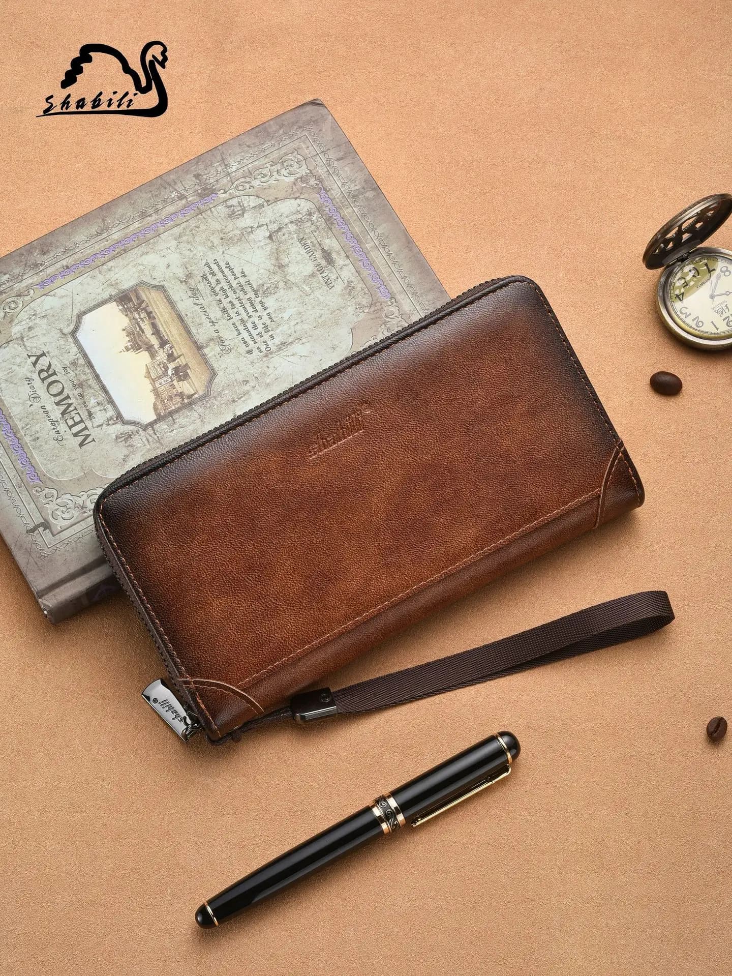 Long wallet with zipper RFID wallet in PU leather Pochette unisex multifunction credit card holder for men