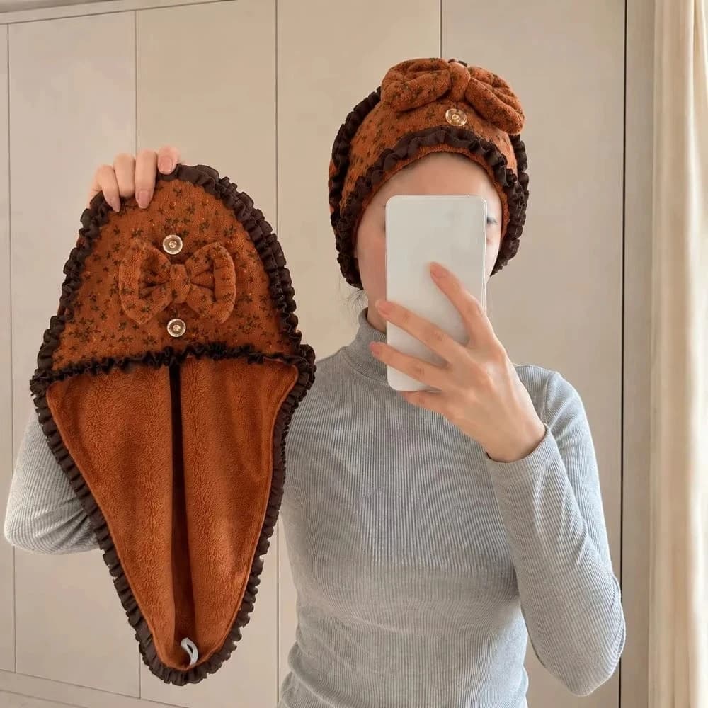 Hair Drying Cap Coral Fleece Super Absorbent Dry Hair Cap Quick-drying Thickened Shower Cap Soft Floral Print Towel Cap Swimming