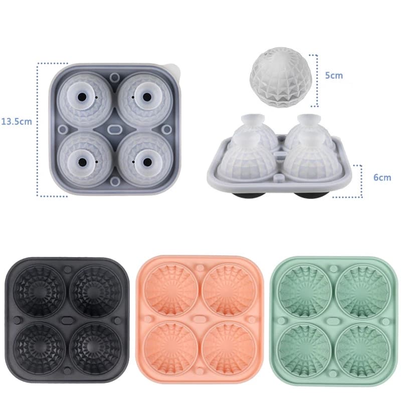 Vassoio per cubetti di ghiaccio in silicone con coperchio Stampo per palline di ghiaccio rotondo Creatore di cubetti di ghiaccio sferico per bar da cucina Cocktail Whisky Drink Tool Accesso