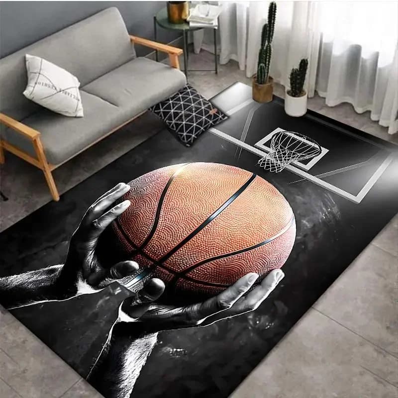 3D Basketball Area Rug Large,Carpet Rug for Living Room Bedroom Sofa Doormat Kitchen Decoration,Kid Play Game Non-slip Floor Mat