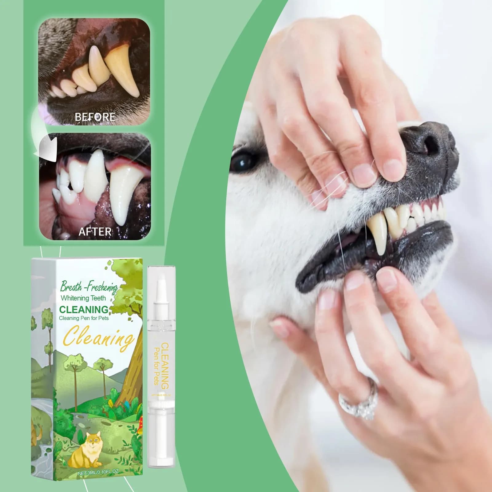 Pen shaped pet teeth whitening pen The oral smell reduces the plaque refreshes the breath Animal care Beauty teeth cleaning tool