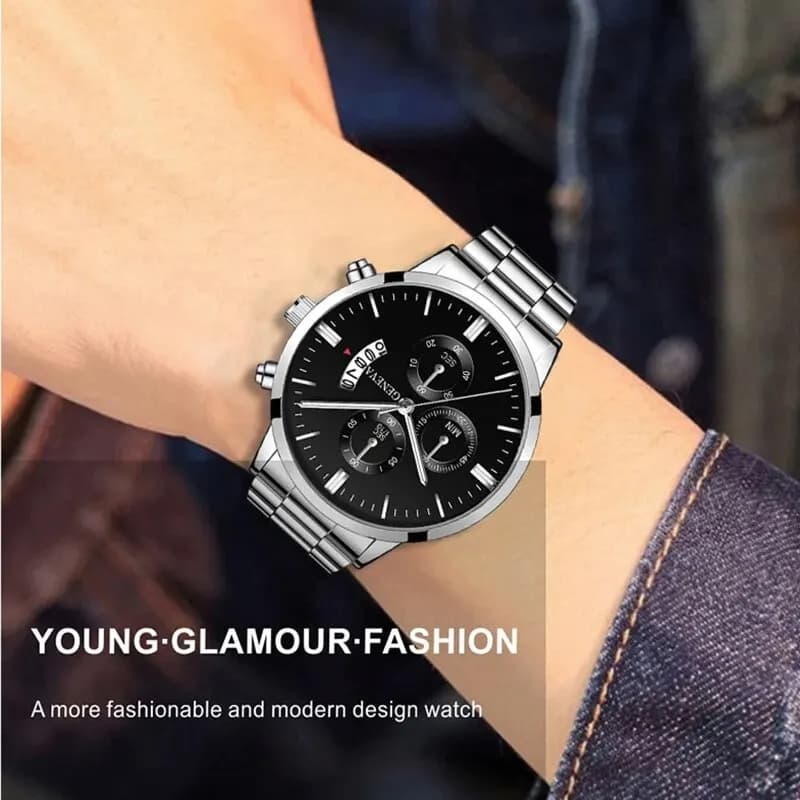 Orologio da Polso da Uomo alla Moda, Lussuoso con Calendario, al Quarzo, per Affari, con Bracciale