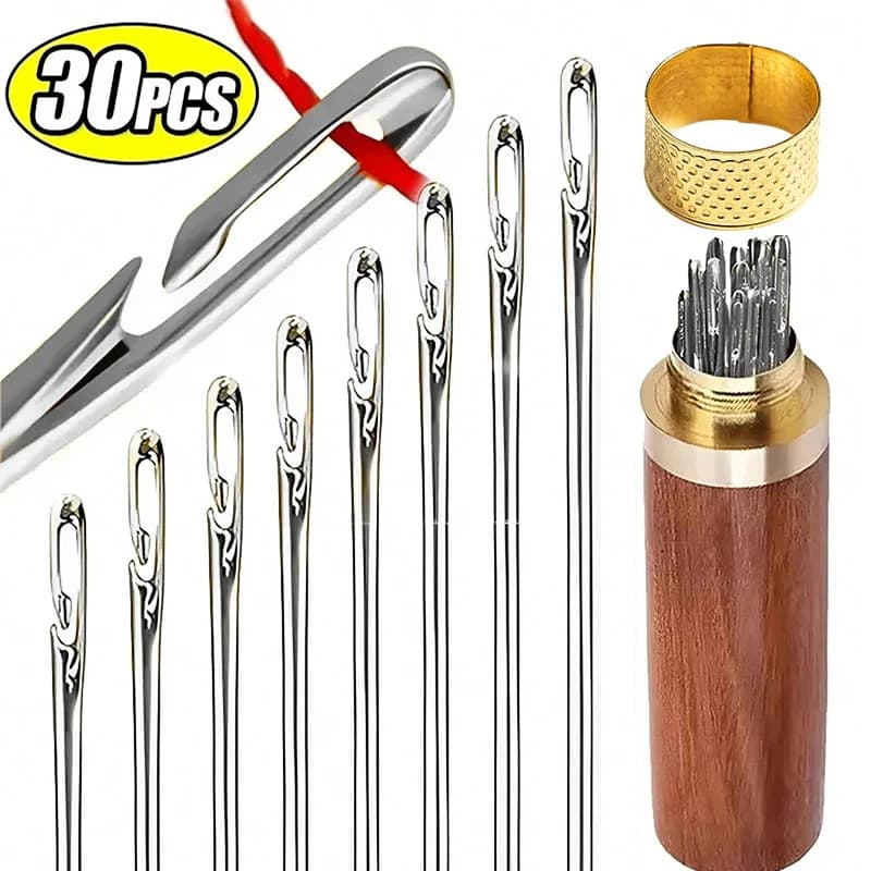 Blind Sewing Needles with Side Hole Stainless Steel Elder Needles For Hand Sewing Sewing Self-tapping Needle for Home DIY With Thi