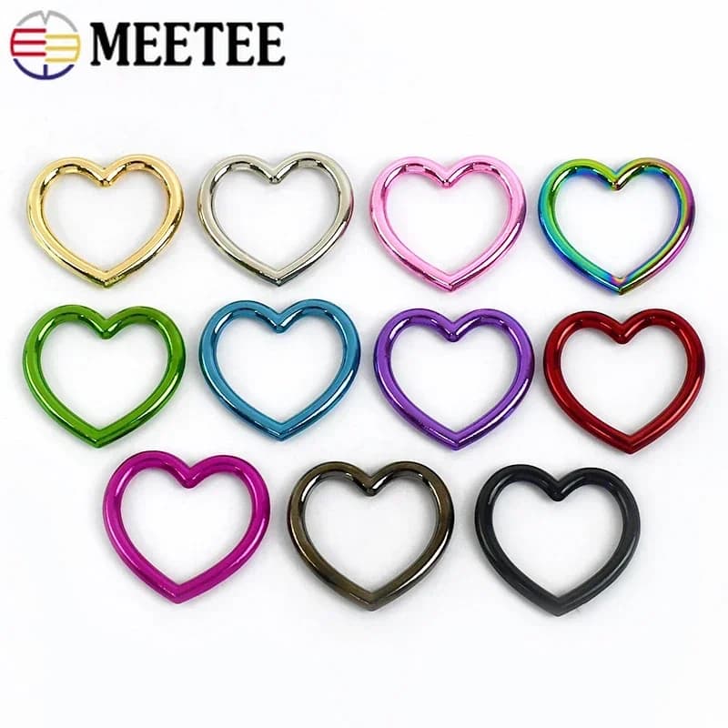4/10/20 pezzi cuore anelli metallici fibbie per tracolla borsa tessitura O anello fibbia borsa catena gancio connettore accessori hardware fai da te