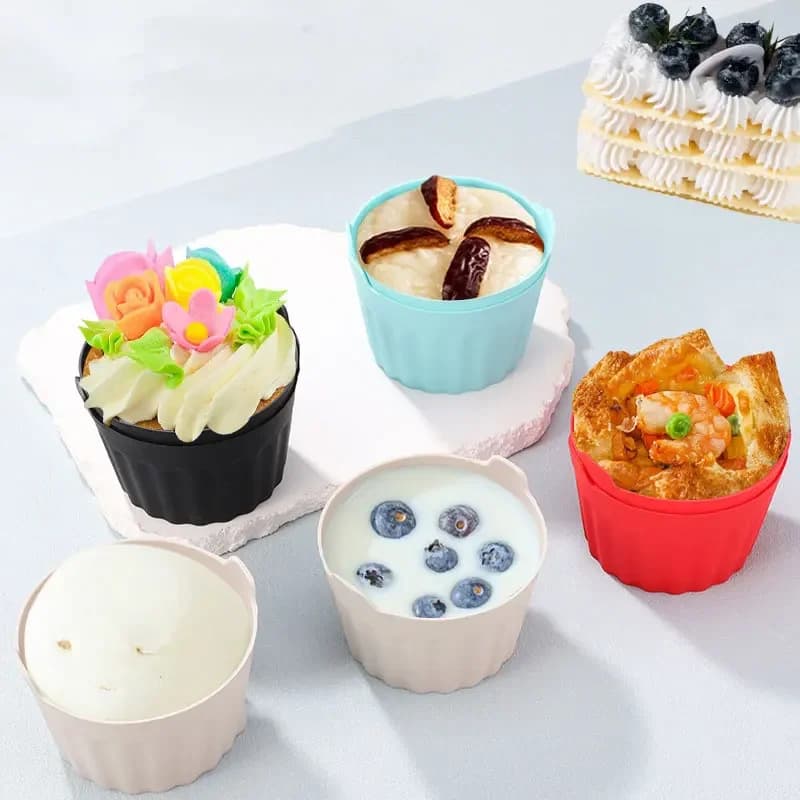1/6 Piece Air Frying Baking Machine, Food Silicone Mug, Non-stick Air Frying Machine Suitable for cupcakes, muffins, eggs and dessert