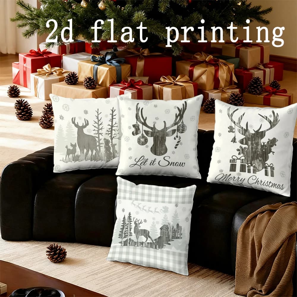 Decorazioni per la casa Fodere per cuscini natalizi con cervi e neve Fodera per cuscino con motivo decorativo adatta per divano, camera da letto, auto