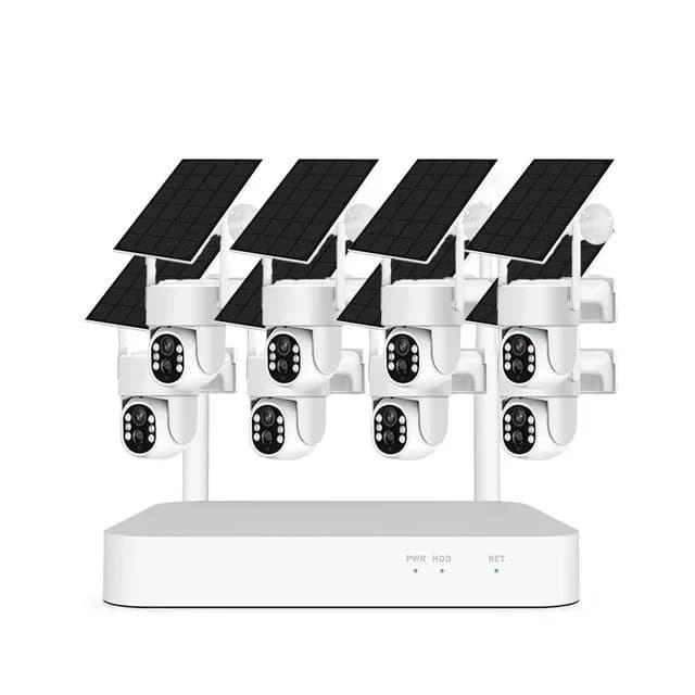 Kit NVR WiFi 8CH 4MP con Telecamere di Sicurezza PTZ Solari da Esterno, Sistema CCTV 4MP a Batteria, Kit Telecamere WiFi Solari 8CH
