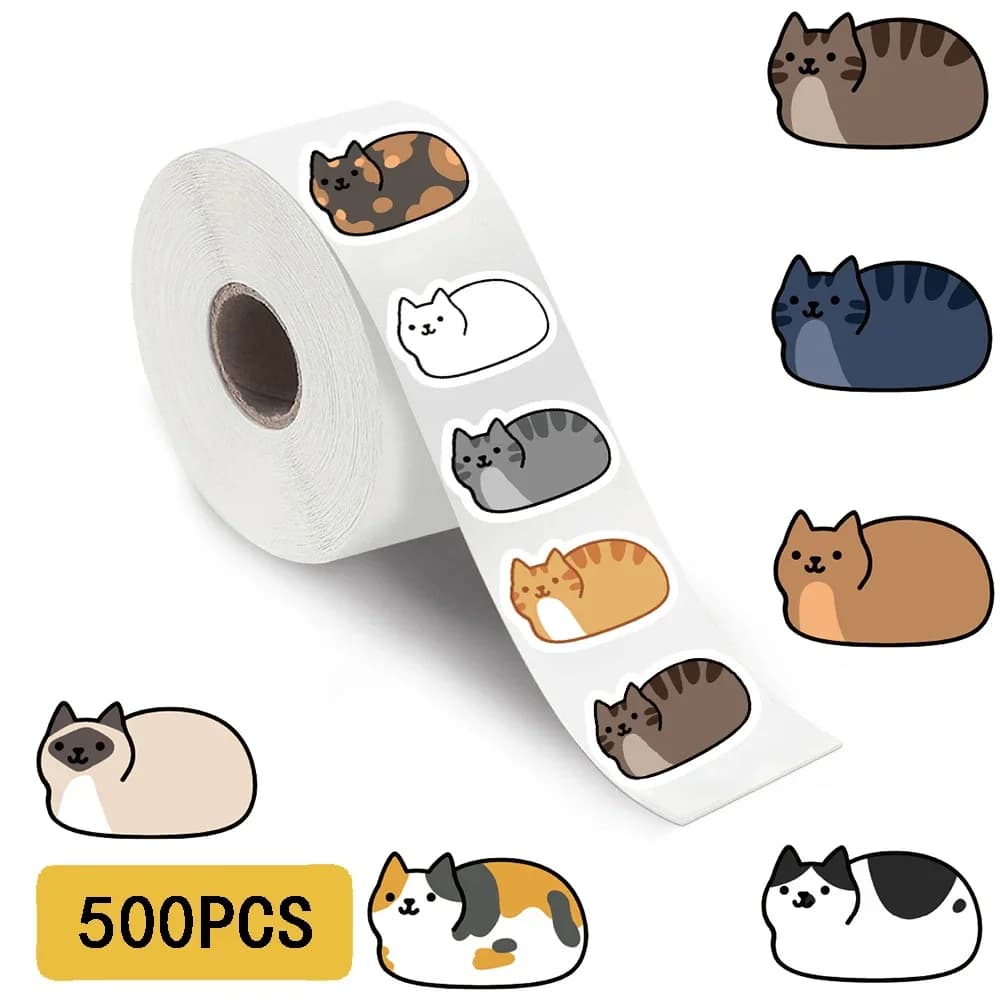 500 pezzi Kawaii Cartoon Cat Tuo Tuo Rotolo adesivi Skateboard Laptop Bagagli Skateboard Telefono Regalo Telefono impermeabile Adesivo carino