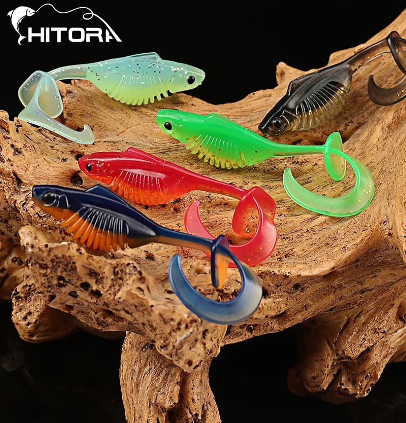 12 Pz Nuove Esche Da Pesca 6 cm 8 cm Grub Artificiale Verme Richiamo Morbido Carpa Esca In Silicone Wobblers per Traina Luccio Spigola Mare Swimbait