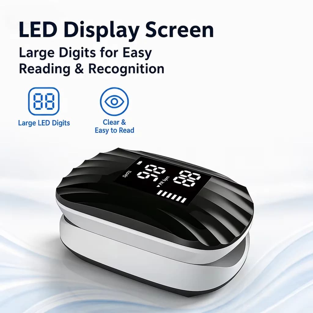 JUSTLANG Medical Finger Pulse Oximeter Magnetic Wireless Charging LED Display SpO2&Pulse Oxygen Saturation Monitor Blood Oxygen