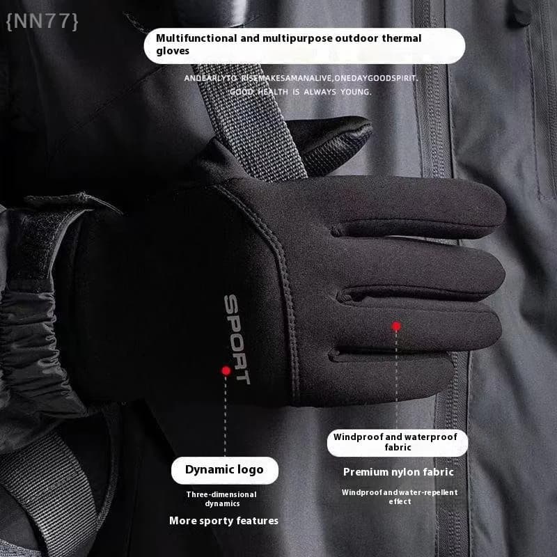'NN77-M3' Autumn/Winter hot cycling gloves with touch screen - Outdoor sports anti-slip motorcycle gloves, gym, fitness, running, man, black