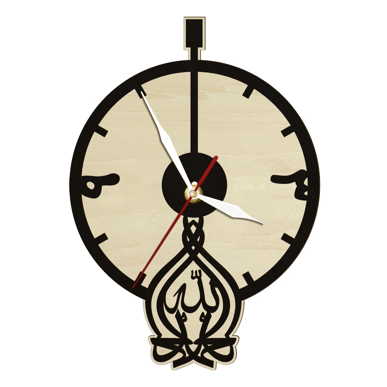 Alhamdulillah Orologio da parete in legno stile casa fattoria per soggiorno Opera d'arte araba musulmana Decorazioni per la casa Orologio in legno Regalo Ramadan Eid