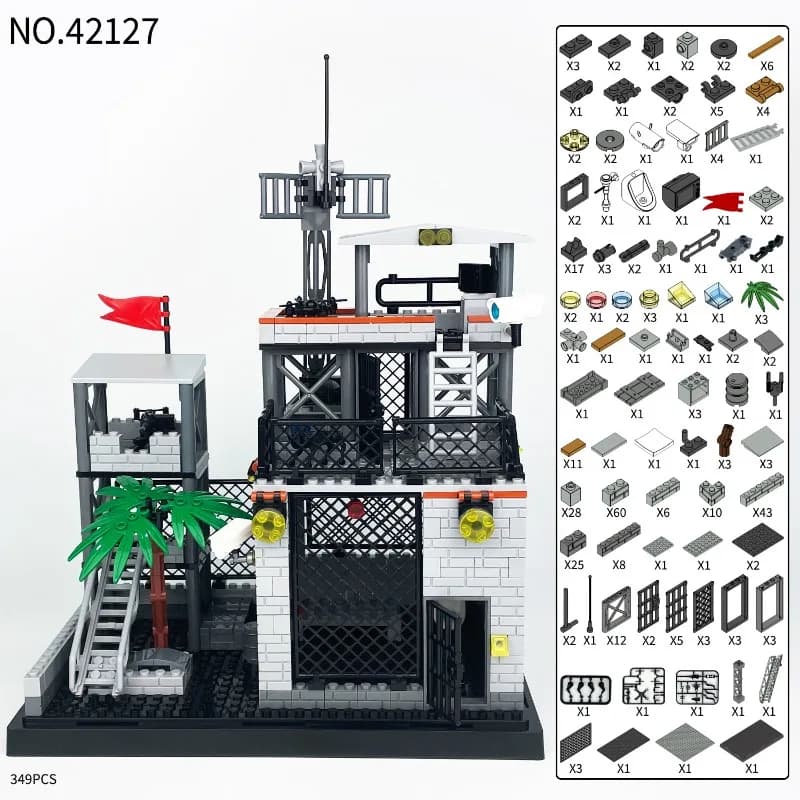 Base Yaman 42127, modello di edificio militare, base giocattolo educativa per bambini con blocchi di costruzione a piccole particelle, regalo di compleanno.
