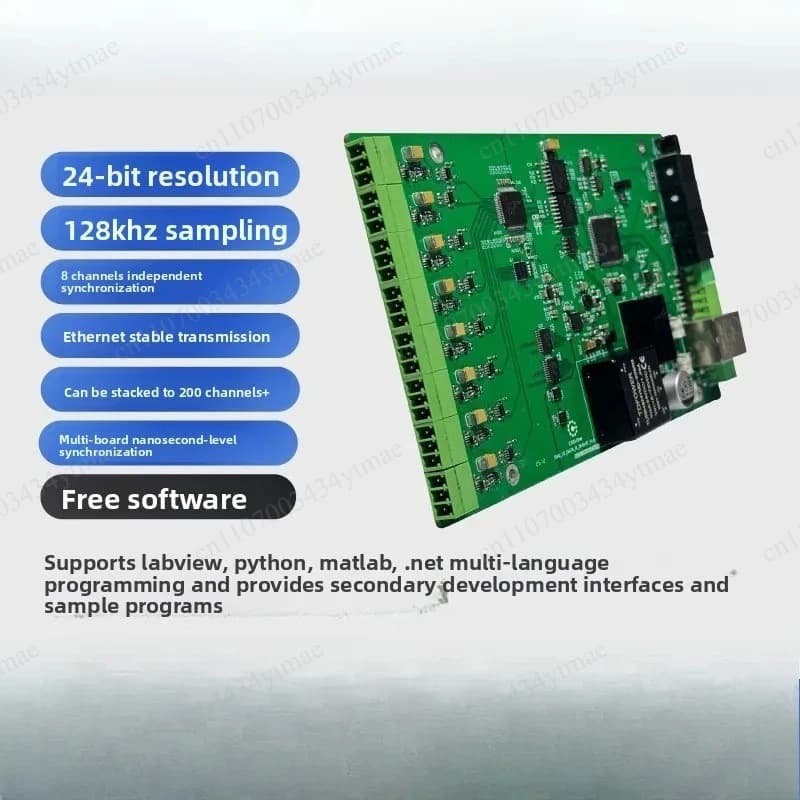 Scheda di acquisizione dati ad alta precisione a 8 canali, risoluzione 24 bit, trasmissione Ethernet 128 KHz, sincronizzazione nanosecondale