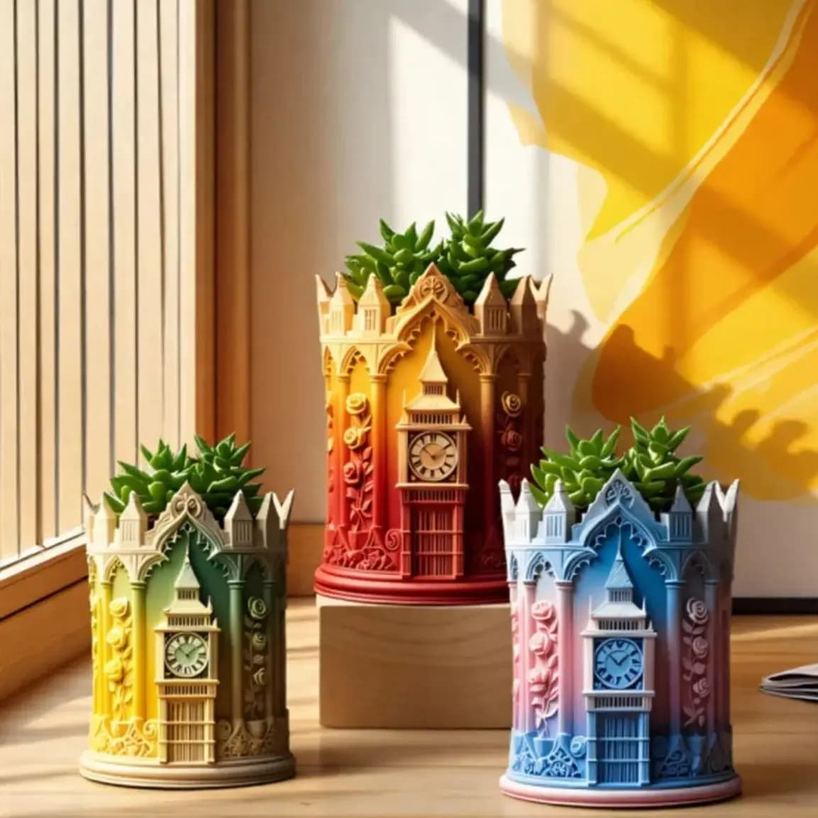 Big Ben Silicone Mold for Concrete Pot ,Plaster Vase Resin Storage Jar Cement Decor Non-Stick Reusable DIY Craft Molds