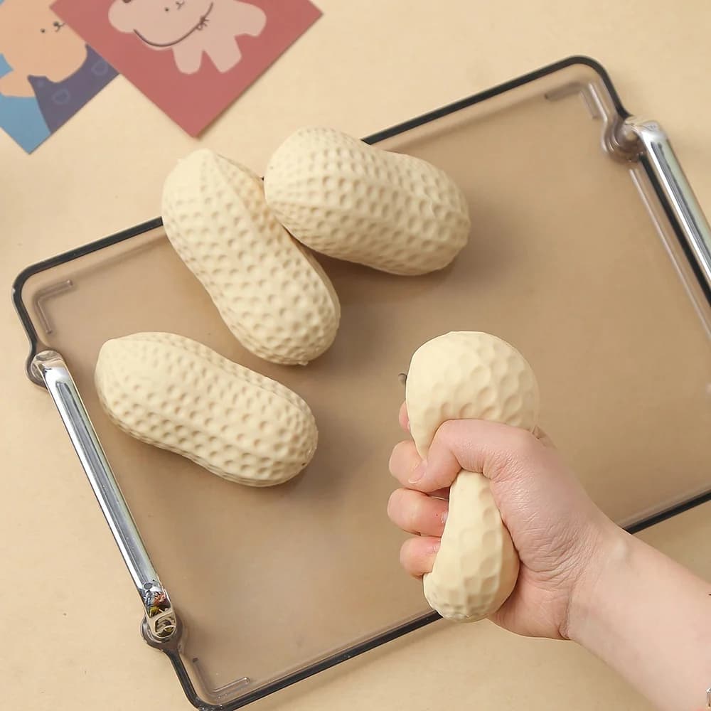 Pallina Antistress a Forma di Arachide, Giocattolo Morbido e Soffice, Giocattolo Sensoriale ASMR Antistress per Bambini e Adulti