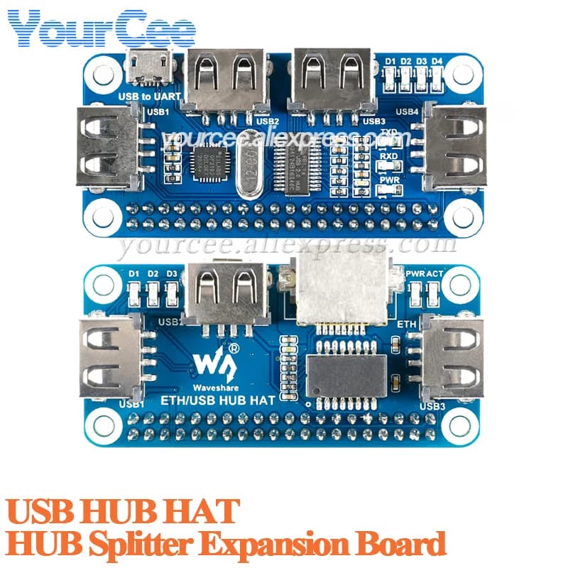 Hub USB HAT con Porta di Rete Ethernet RJ45, Modulo di Espansione Hub USB per Raspberry Pi 4/Zero W