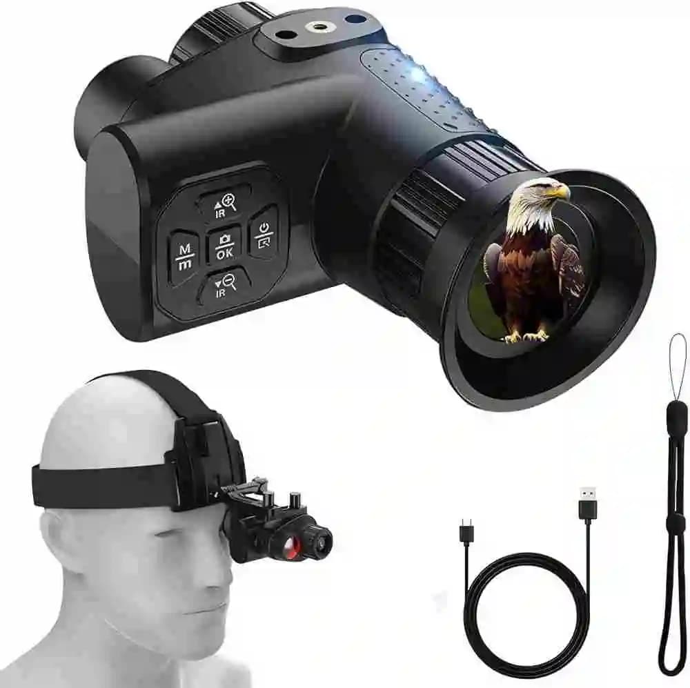 Nuovo arrivo 4K HD Mini visione notturna digitale monoculare montato sulla testa 8X telescopio a infrarossi luce supplementare per video all'aperto