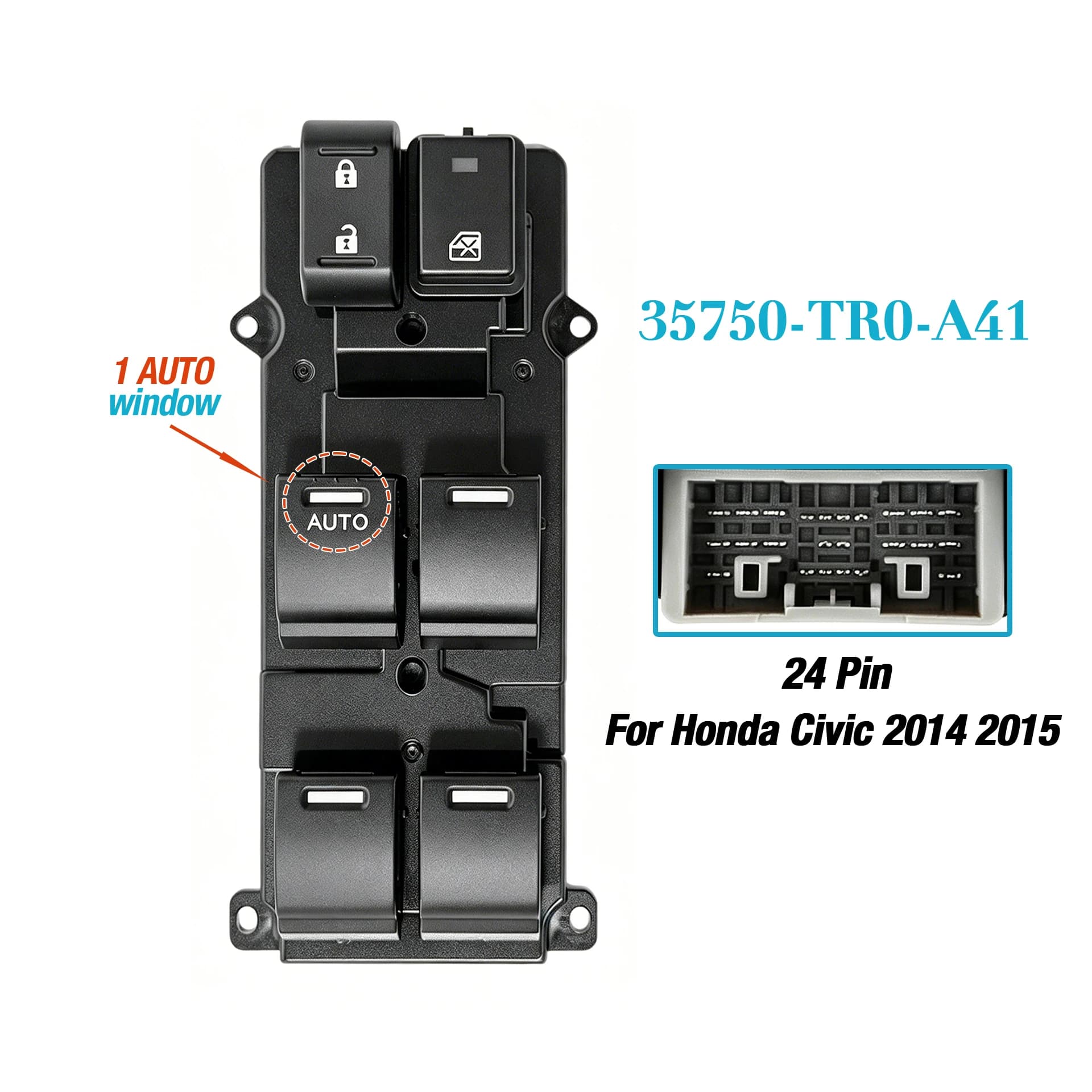 35750-TR0-A41 For Honda Civic 2014 2015,Front Left Driver Side Electric Glass Lifter Control Button,Master Power Window Switch
