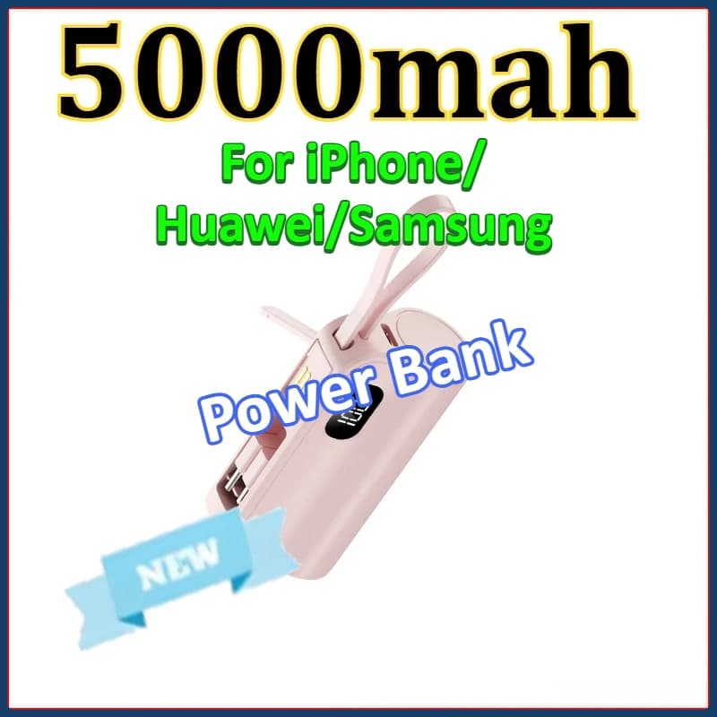 5000mAh Portable Wireless Fast Charging External Battery For iPhone/Huawei/Samsung Mini Capsule High Capacity Power Bank