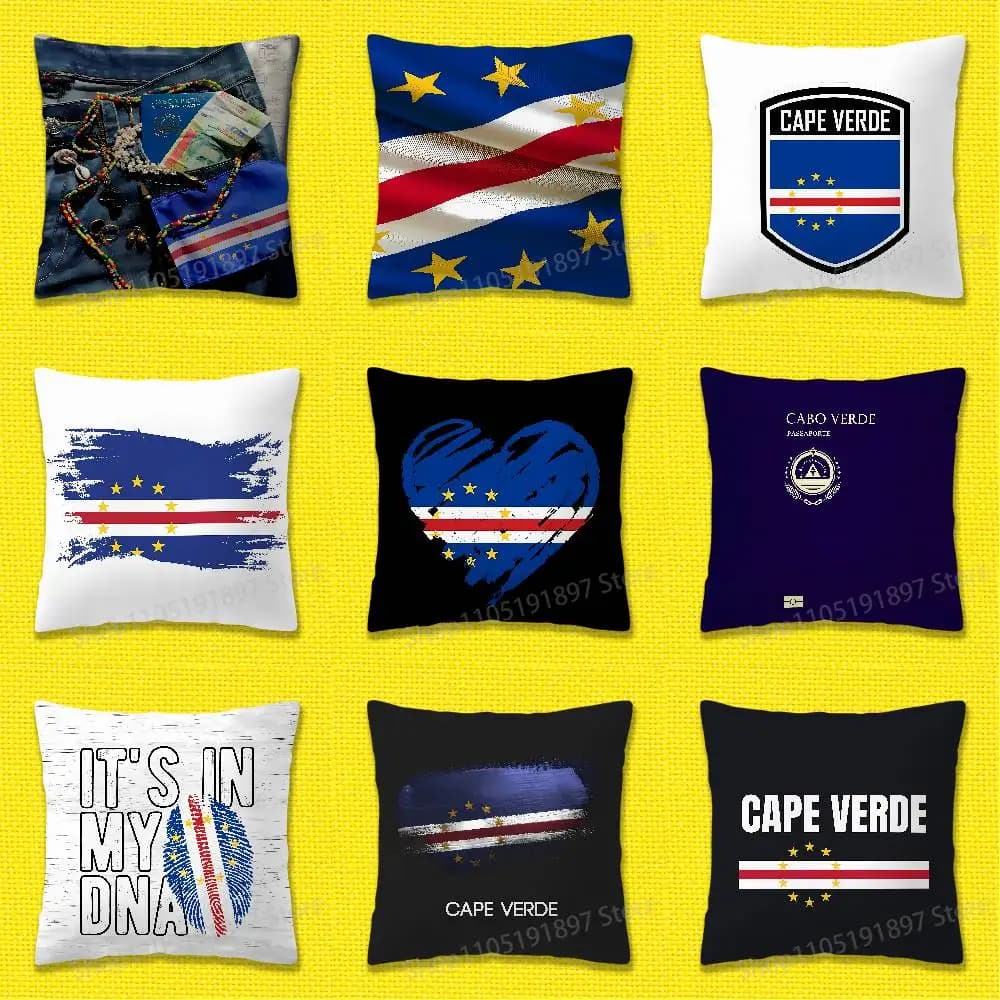 Africa Cape Verde Passaporto Bandiera Federa per cuscino per 45x45 cm 40x40 cm 55x55 cm 50x50 cm 30x30 cm Federa per auto quadrata Shell