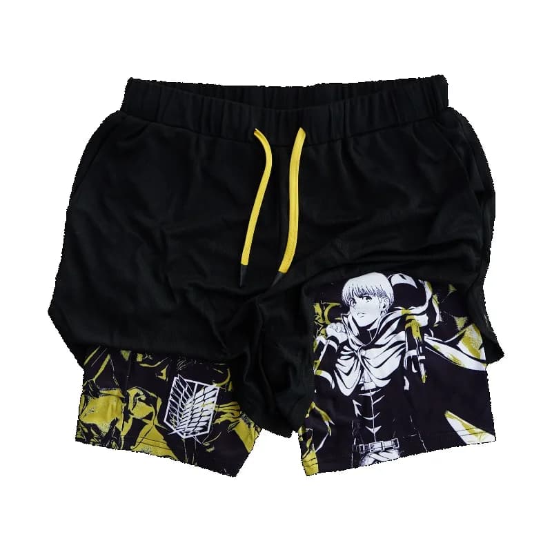 Attack on Titan Armin Arlert 2-in-1 Compression Shorts Summer Quick Drying Sport Shorts Survey Corps Wings of Freedom LShorts