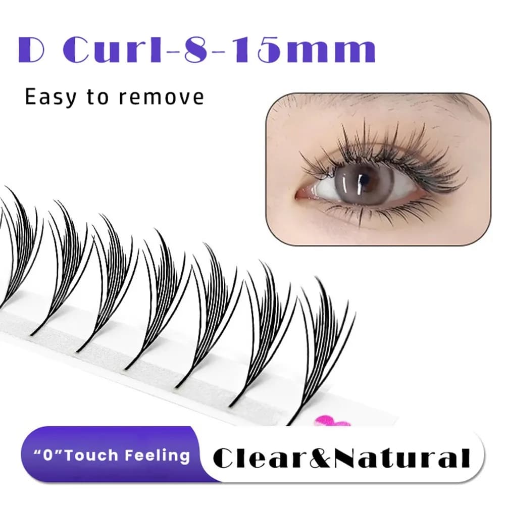 Hand-made Cylinder Eyelash Kit with 12 File, Faux Eyelashes Single Style Comic Wings, C/D/CC Curve, Eye Makeup Tools