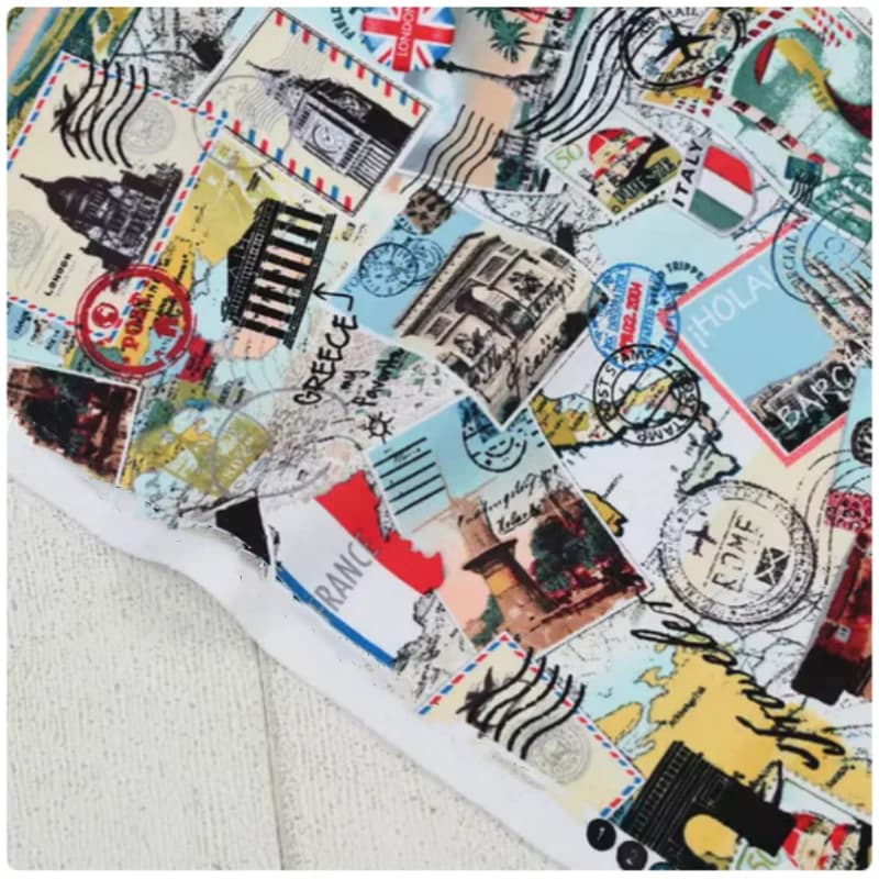 Tessuto in Cotone Liscio con Stampa Stile Inglese, per Borse e Abiti Fai-da-Te, 100% Cotone, CR-102