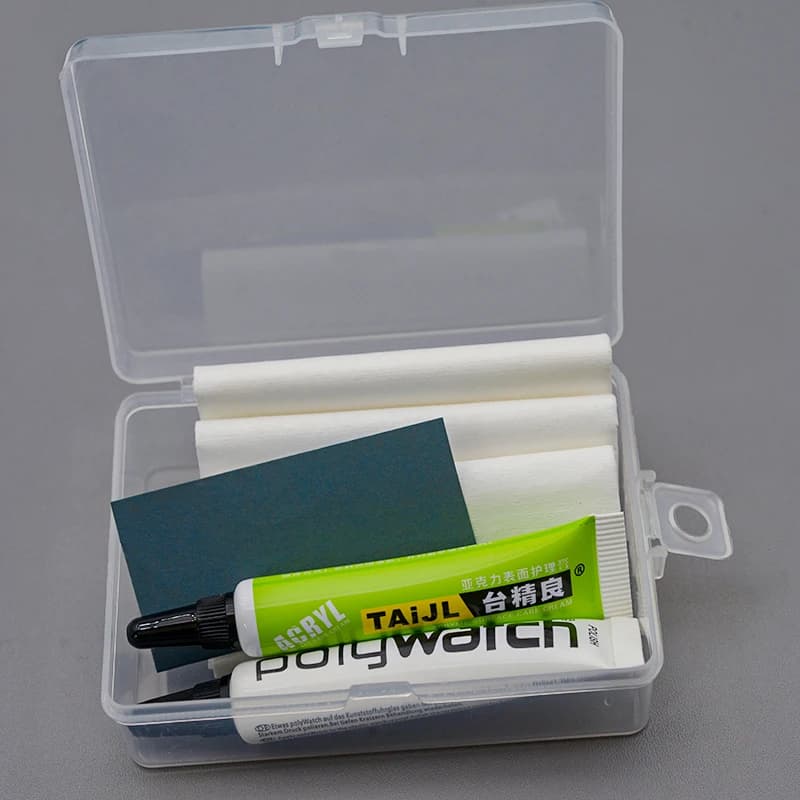 Kit di strumenti per composto per lucidatura e pasta abrasiva per vetro Polywatch per riparare graffi su vetro acrilico e cristallo