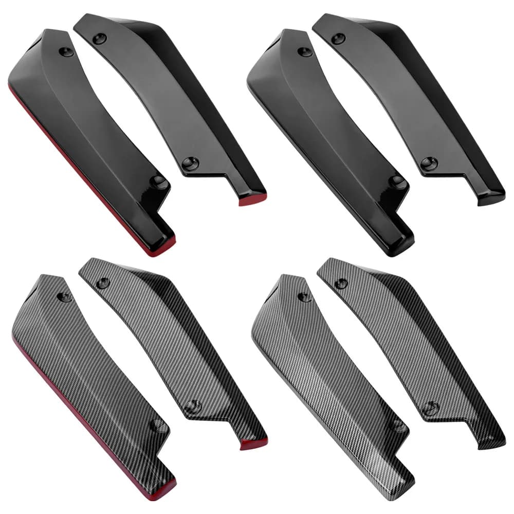 2PCS Universal Front & Rear Bumper Lip Spoiler Set - Diffuser Splitter with Scratch Protection & Side Winglets