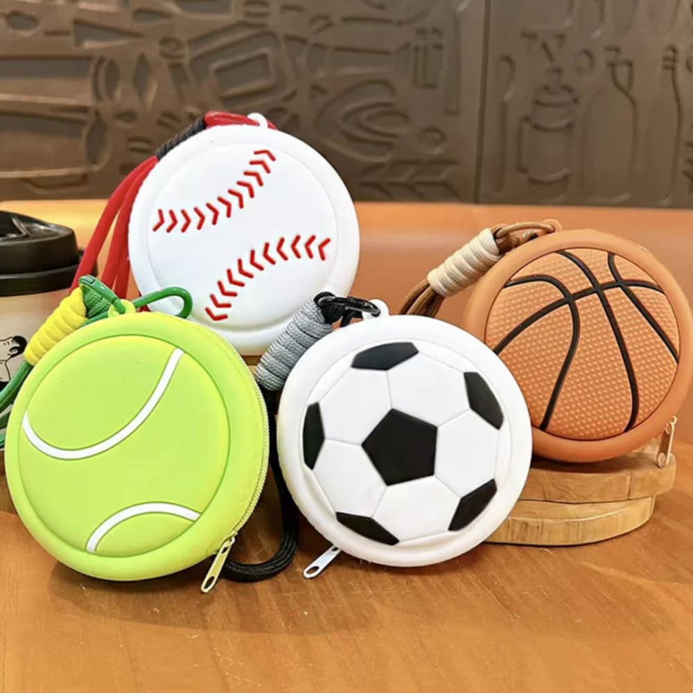 Portamonete Impermeabile a Forma di Pallone da Calcio, Portafoglio Sportivo, Custodia in Silicone per Cuffie, Ideale per Regali, Chiavi e Zaini