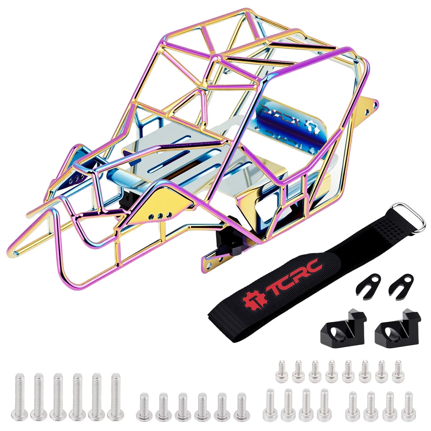 Gabbia di Protezione in Metallo TCRC con Supporto per Lampada LED in Alluminio per Upgrade di Camion Crawler 1/18 TRX4M Defender Bronco