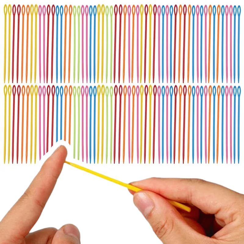 80/160PCS Large Eye Sewing Needles Random Mixed Color Plastic Yarn Knitting Weaving Tools for Sweater Handmade Craft Project ZYF