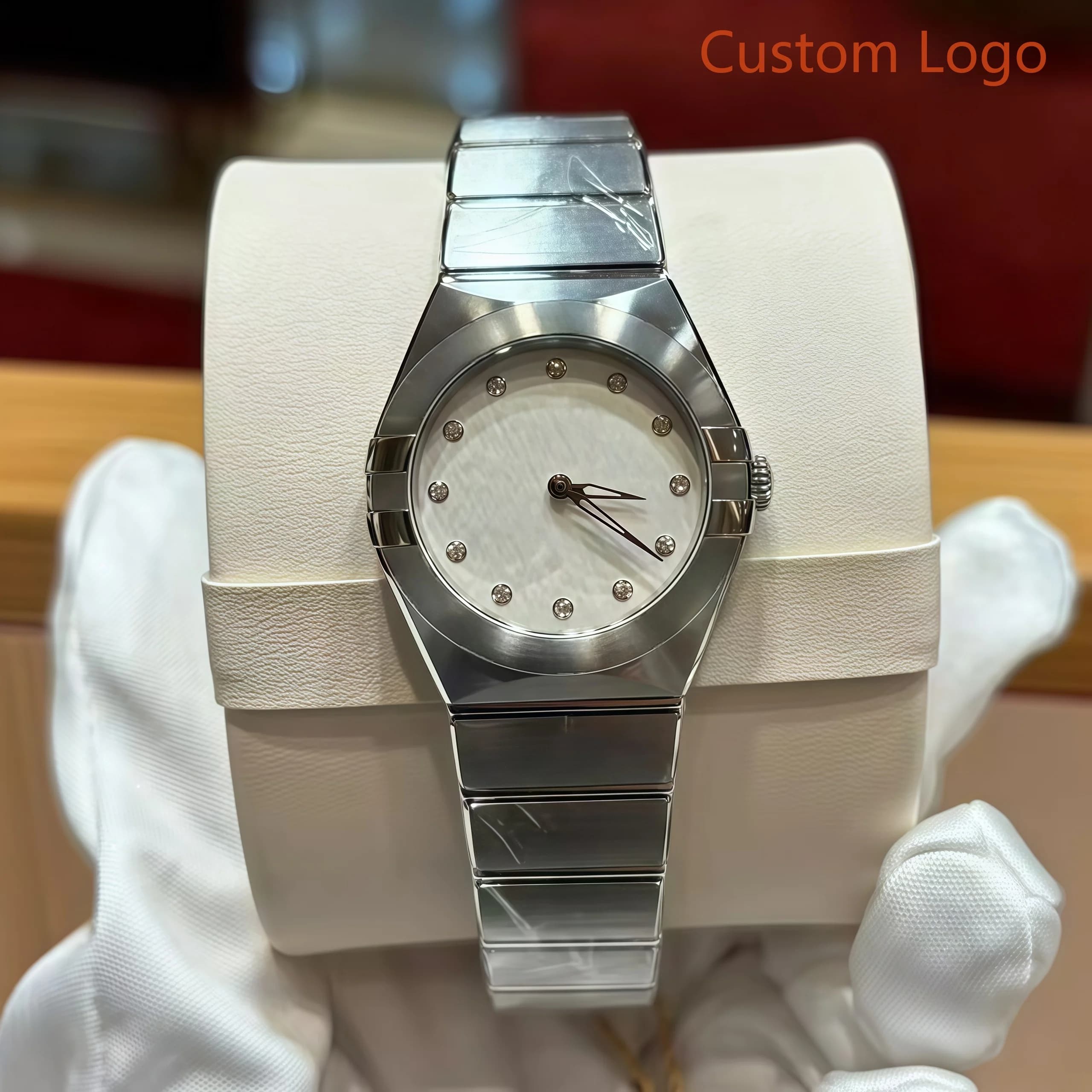 LONG GEMen 39mm Watch Diamond Bezel Stainless Steel Band Waterproof Luxury Male Automatic Mechanical Movement Customized Watch