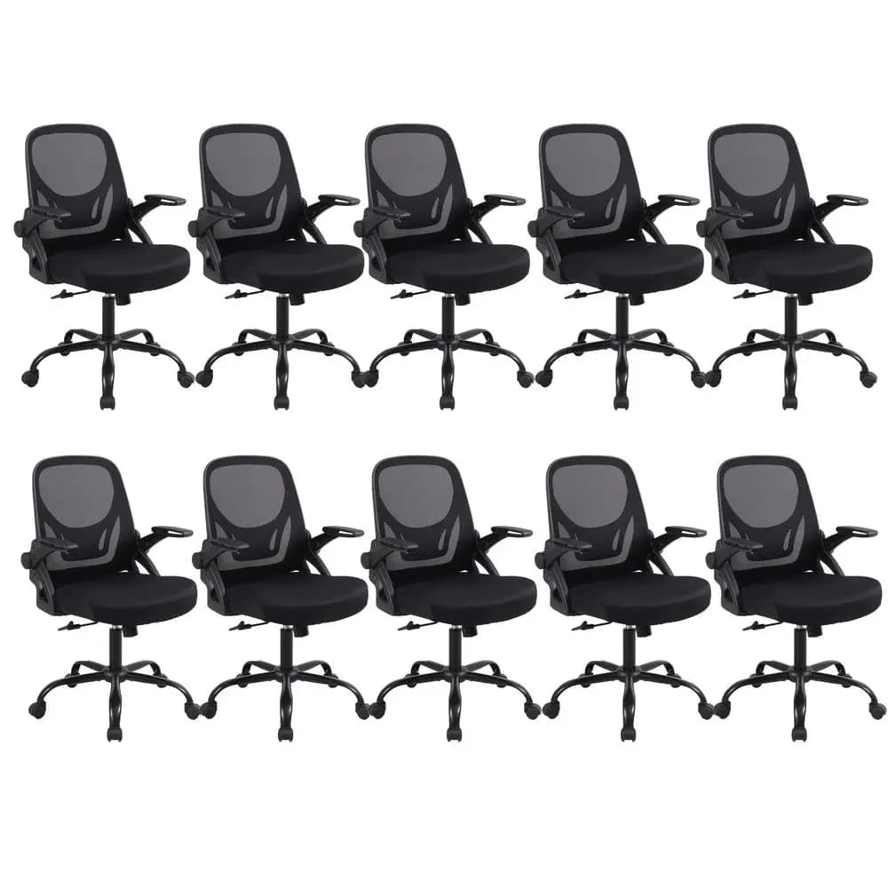 Sedia da ufficio per computer, sedia da lavoro ergonomica con ruote, altezza regolabile, in rete, con ruote, cuscino spesso, braccioli ribaltabili,