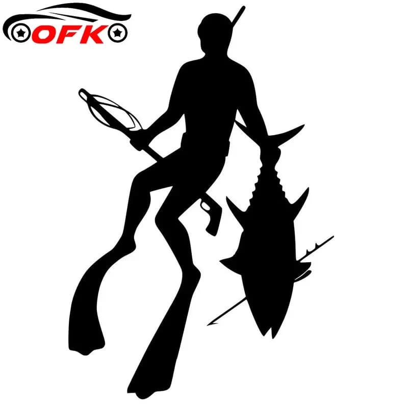 Car Stickers Decor decals for motorcycle spear fishing diving decorative accessories creative solar protection PVC waterproof, 17cm * 11cm