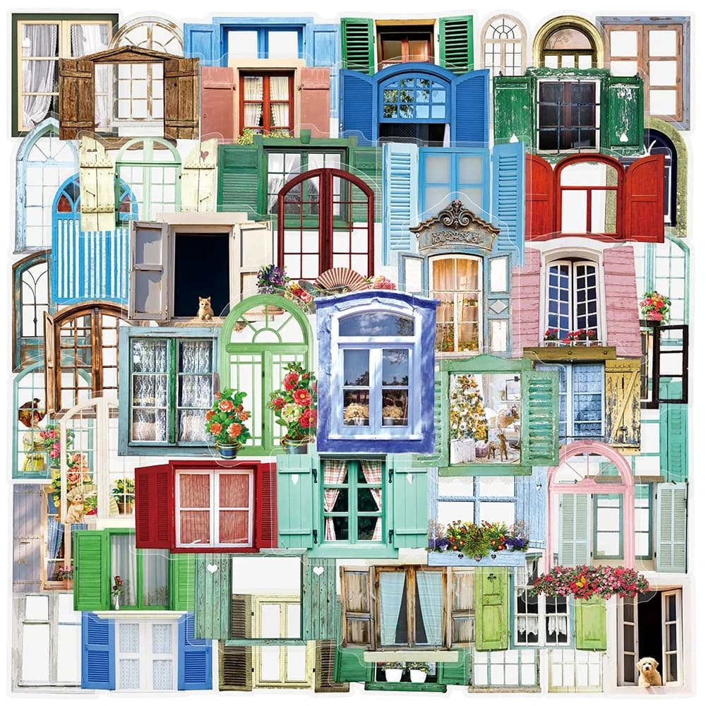 10/30/50pcs Transparent Colorful Cartoon Windows Stickers Retro Aesthetic Decals DIY Notebook Laptop Phone Graffiti Sticker Pack