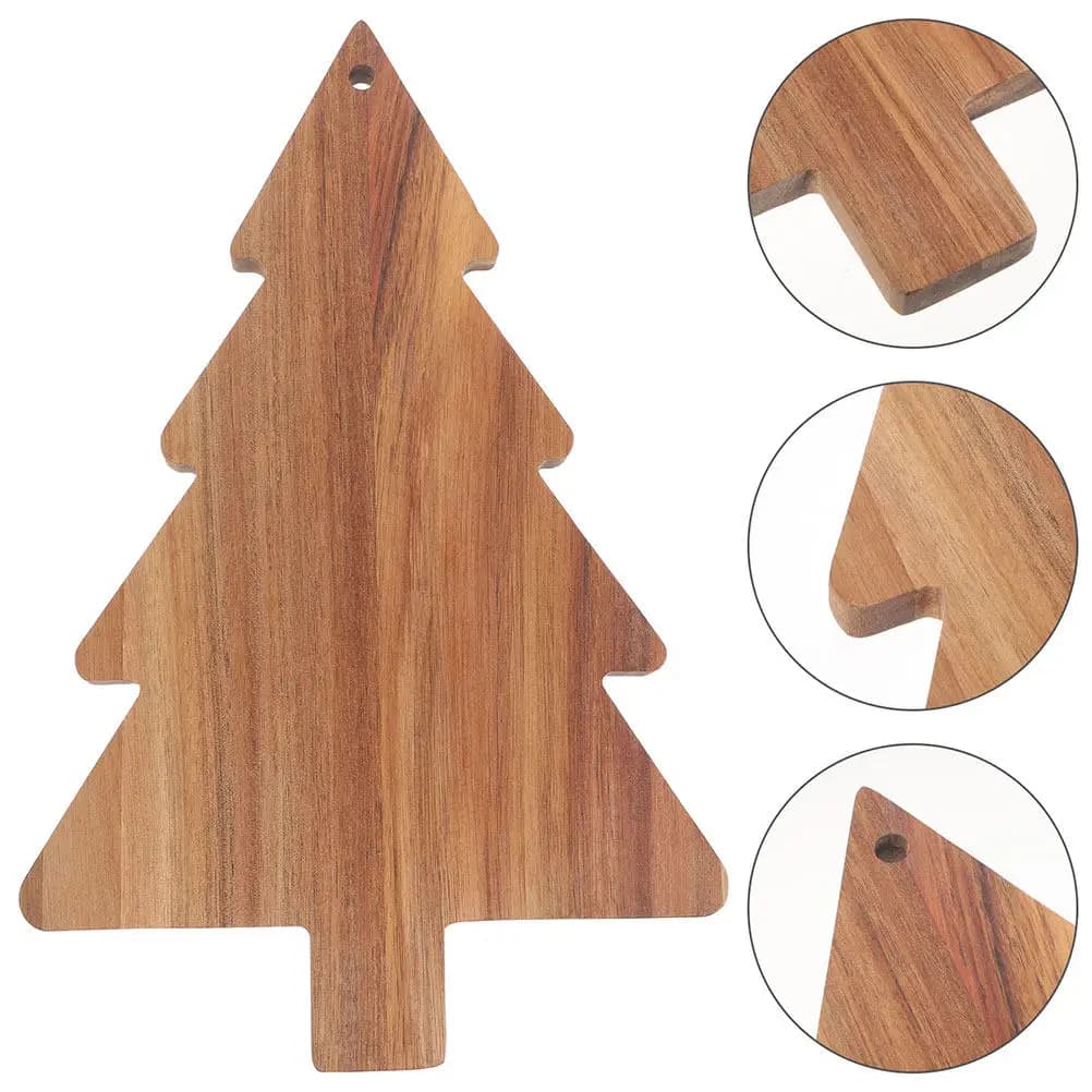 Set di 2 Taglieri in Legno a Forma di Albero di Natale, Vassoio per Servire, Tagliere Multiuso per Snack, Sushi, Frutta, Pane