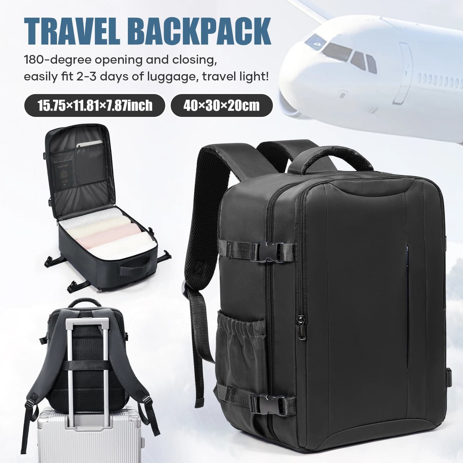 Borsa da Cabina Ryanair 40x30x20 - Nuovo Zaino da Viaggio Easyjet, Zaino Bagaglio a Mano per Uso Quotidiano, Zaino Porta Laptop da Uomo