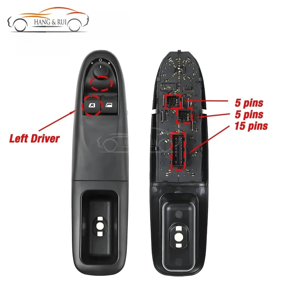 6552.YX Interruttore di Controllo Alzacristalli Elettrico per Peugeot 406 1995-2007, LHD, Pulsante Alzacristalli OE 6552YX