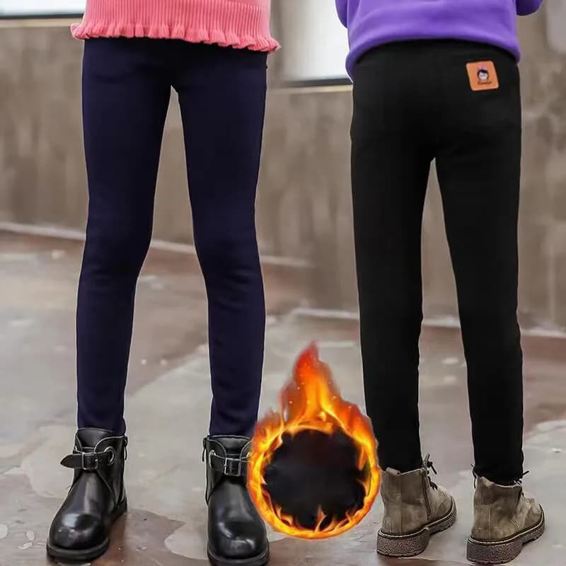 Moda inverno neonate jeans caldi pantaloni elastici in vita bambini addensare jeans due colori pantaloni lunghi per bambini per 4-14 anni
