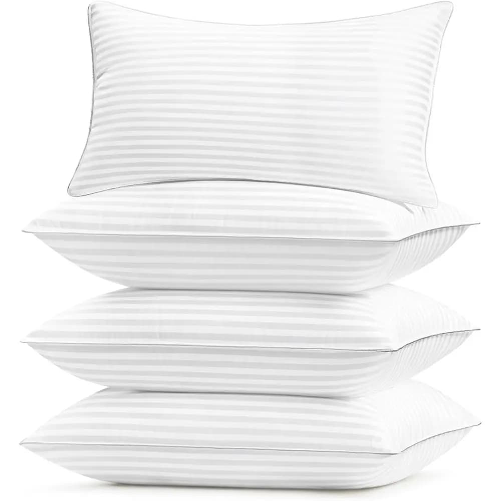 Set di 4 Cuscini King Size di Lusso, 20x36, Bianco Puro