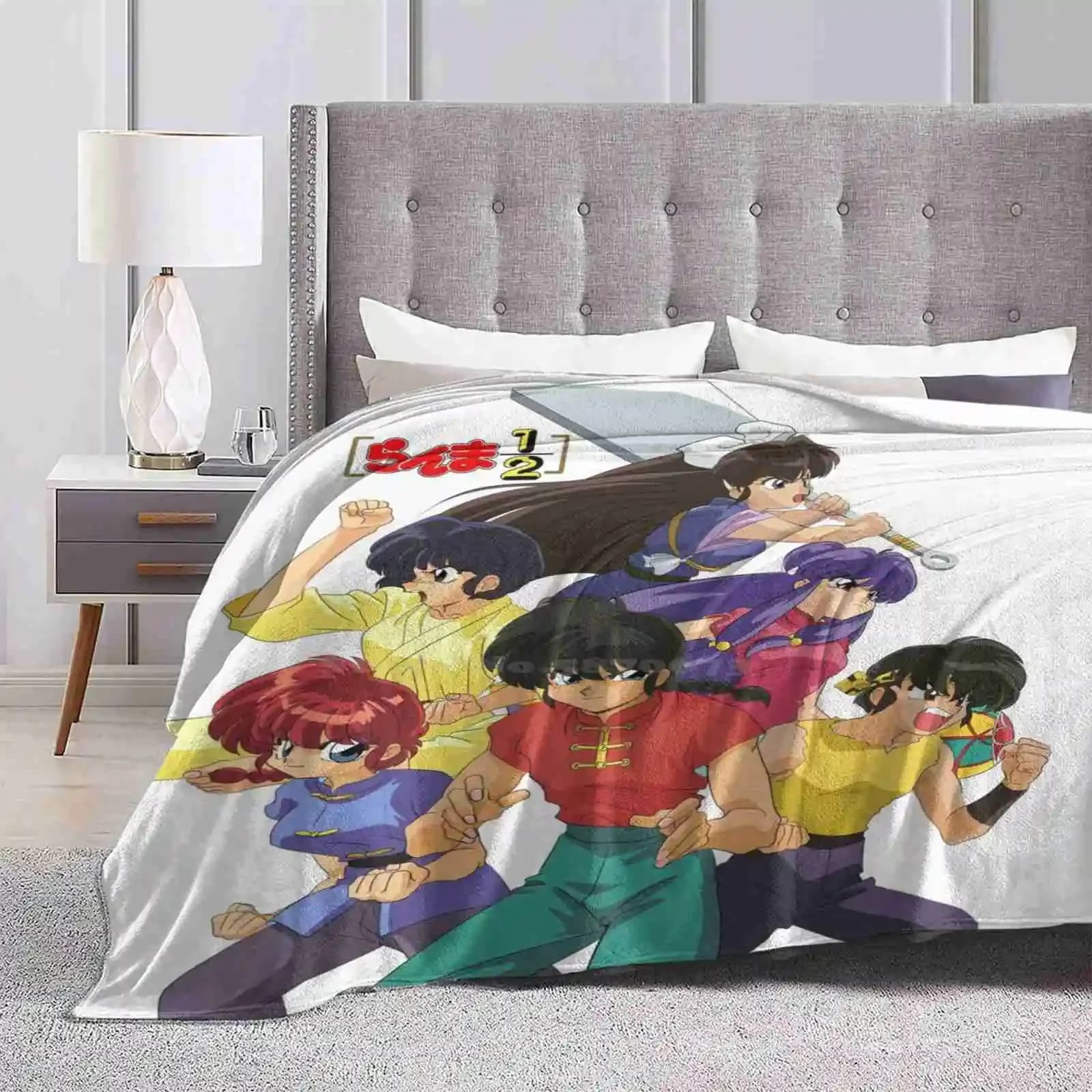 Ranma Group Fight Trend Style Funny Fashion Soft Throw coperta Ranma Akane Shampoo Ran Chan Ukyo Ryoga nabi Kasumi Soun Genma