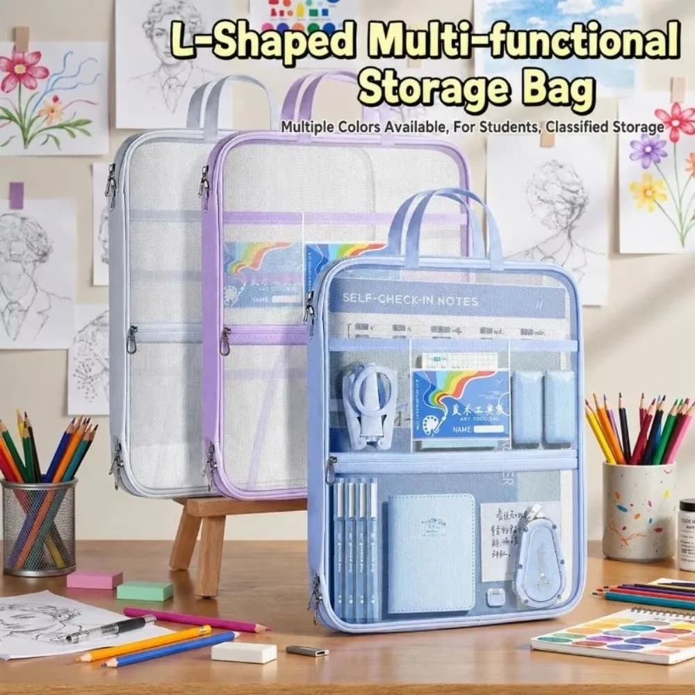 Portable A4 Document Bag Mesh Transparent Handheld Folder Large Opening Large Capacity Paper File Pouch Paper Storage Bag