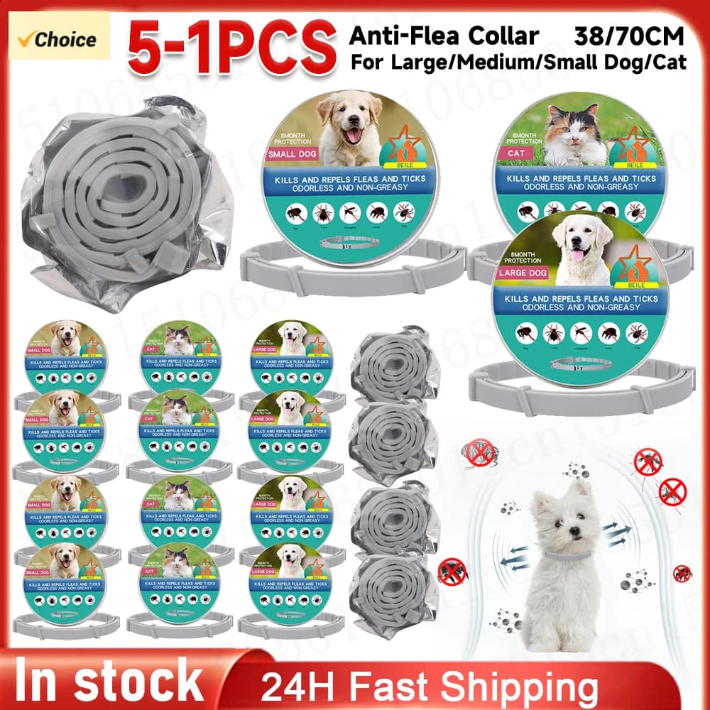 Collare antipulci 8 mesi Protezione Collare anti-pulci per animali domestici Collare naturale per la prevenzione delle pulci e delle zecche per cani e gatti