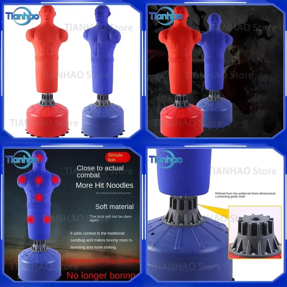 Silicone Free Standing Human Bob Boxing Punching Dummy Bag X-Large for Training Fitness Martial Arts Black