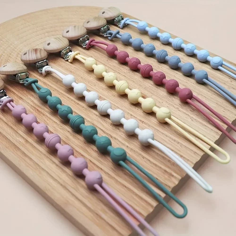 Clip per Ciuccio con Catena Integrata in Silicone, Giocattolo da Dentizione, Porta Ciuccio, Regalo per Neonati
